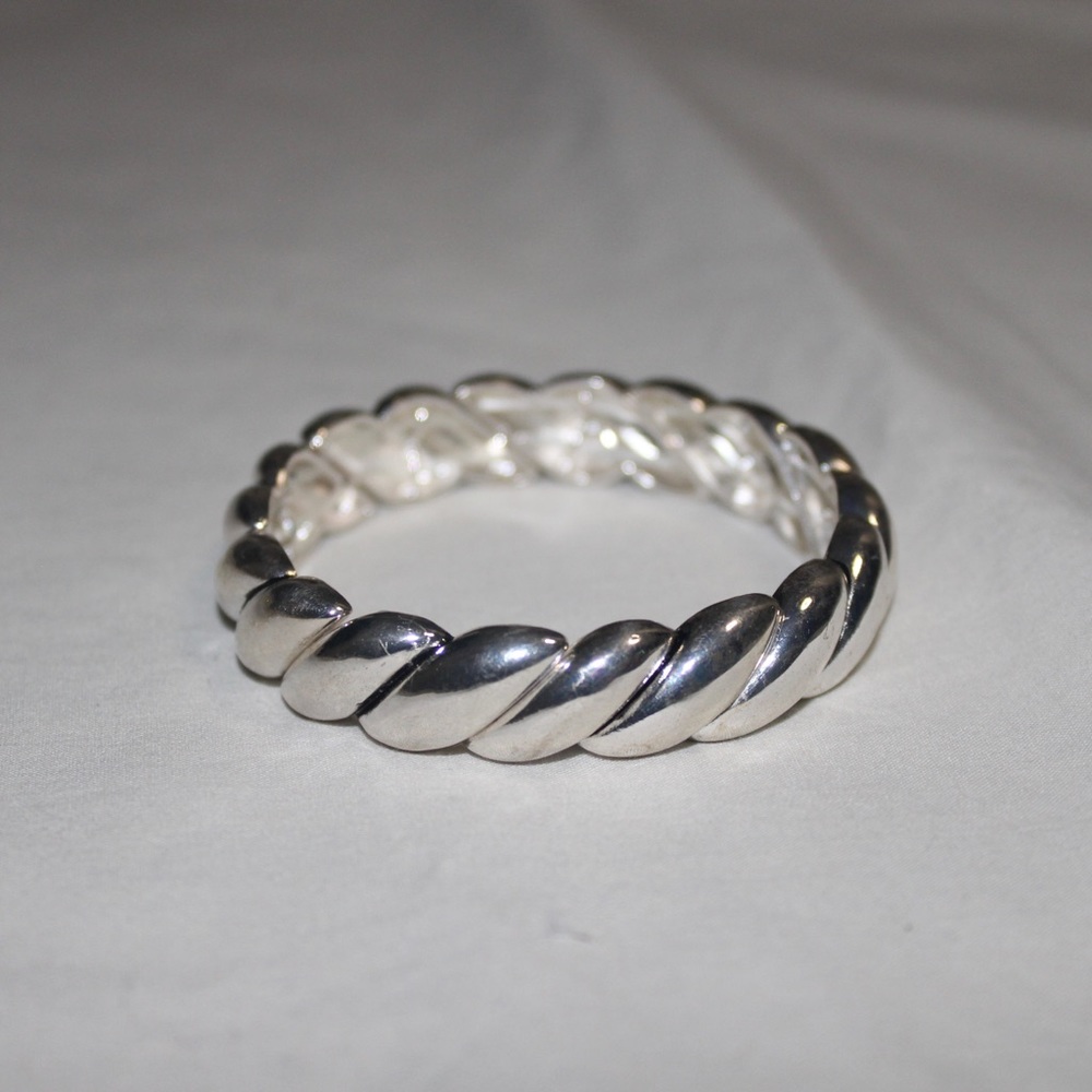Chunky Twisted Silver Bracelet